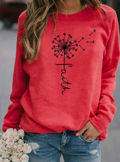 Lässiger Pullover für Damen mit Faith-Aufdruck