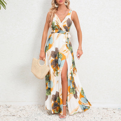 Soren | Sommerkleid mit Taille-Krawatten und Schlitz-Design