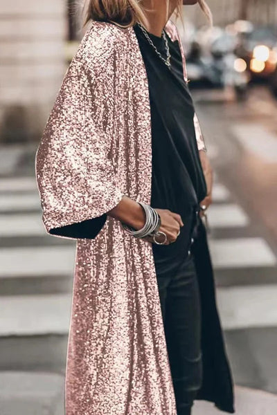 Heidi® | Disco Glamour Pailletten-Kimono mit Glockenärmeln