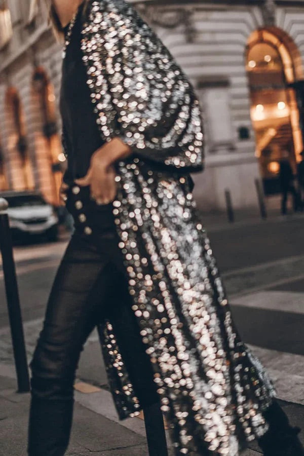 Heidi® | Disco Glamour Pailletten-Kimono mit Glockenärmeln