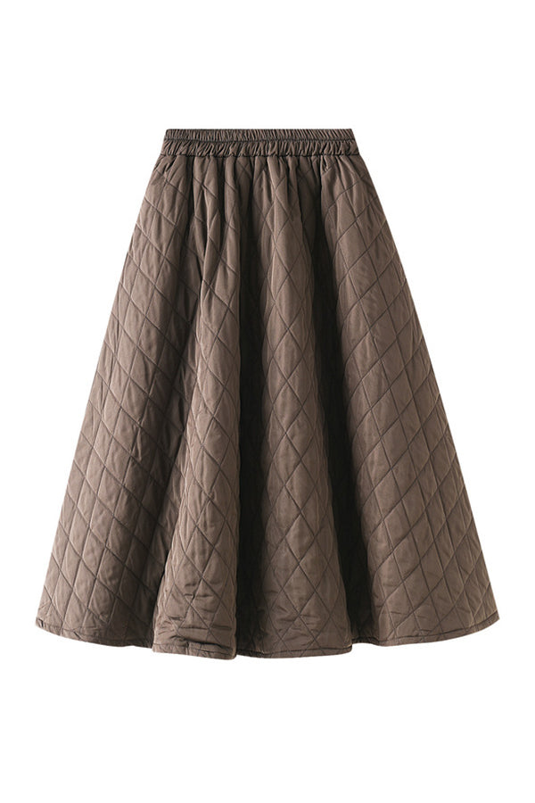 Laura® | Rautengewebter, gesteppter A-Linien-Schlankheitsrock mit elastischer Taille
