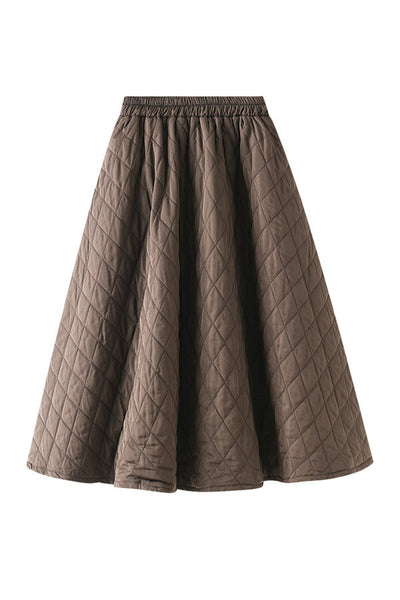 Laura® | Rautengewebter, gesteppter A-Linien-Schlankheitsrock mit elastischer Taille