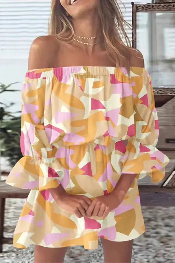Florencia® | Bedrucktes schulterfreies Minikleid