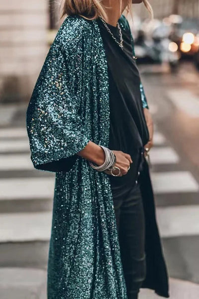 Heidi® | Disco Glamour Pailletten-Kimono mit Glockenärmeln