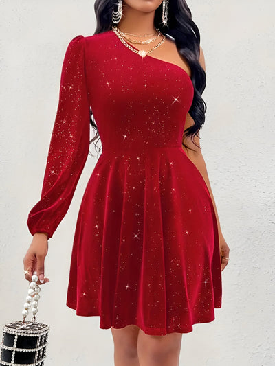 Elina | Elegante One-Shoulder Hemdkleid mit Volant