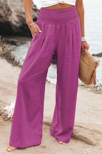 Audrey® | Gesmokte Hose aus Leinenmischung von Fresh Air mit Taschen