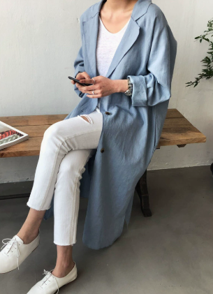 Shirley® | Leichter Blazermantel aus Leinen mit Taschen