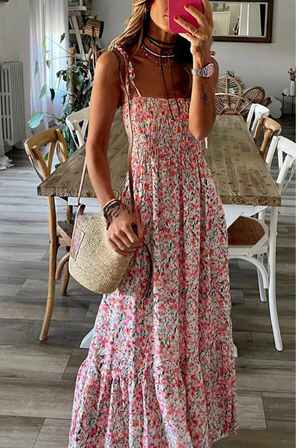 Ludmila® | Bereit für den Urlaub – Maxikleid mit gesmokter Taille und Blumendruck