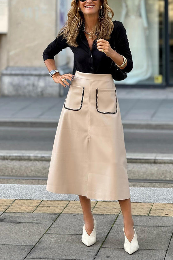 Lucia® | Slim-Fit-A-Linien-Rock mit Taschen und hoher Taille