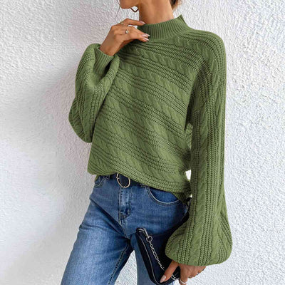 Eleganter Rollkragenpullover aus Zopfmuster für Damen