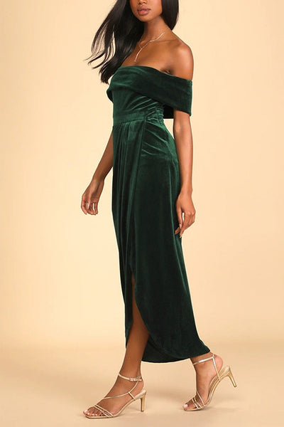 Lorelei® | Elegantes One-Shoulder-Schlitzkleid aus Samt