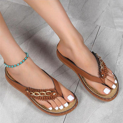Sandstone | Keilsandalen mit Blumendekoration für Damen