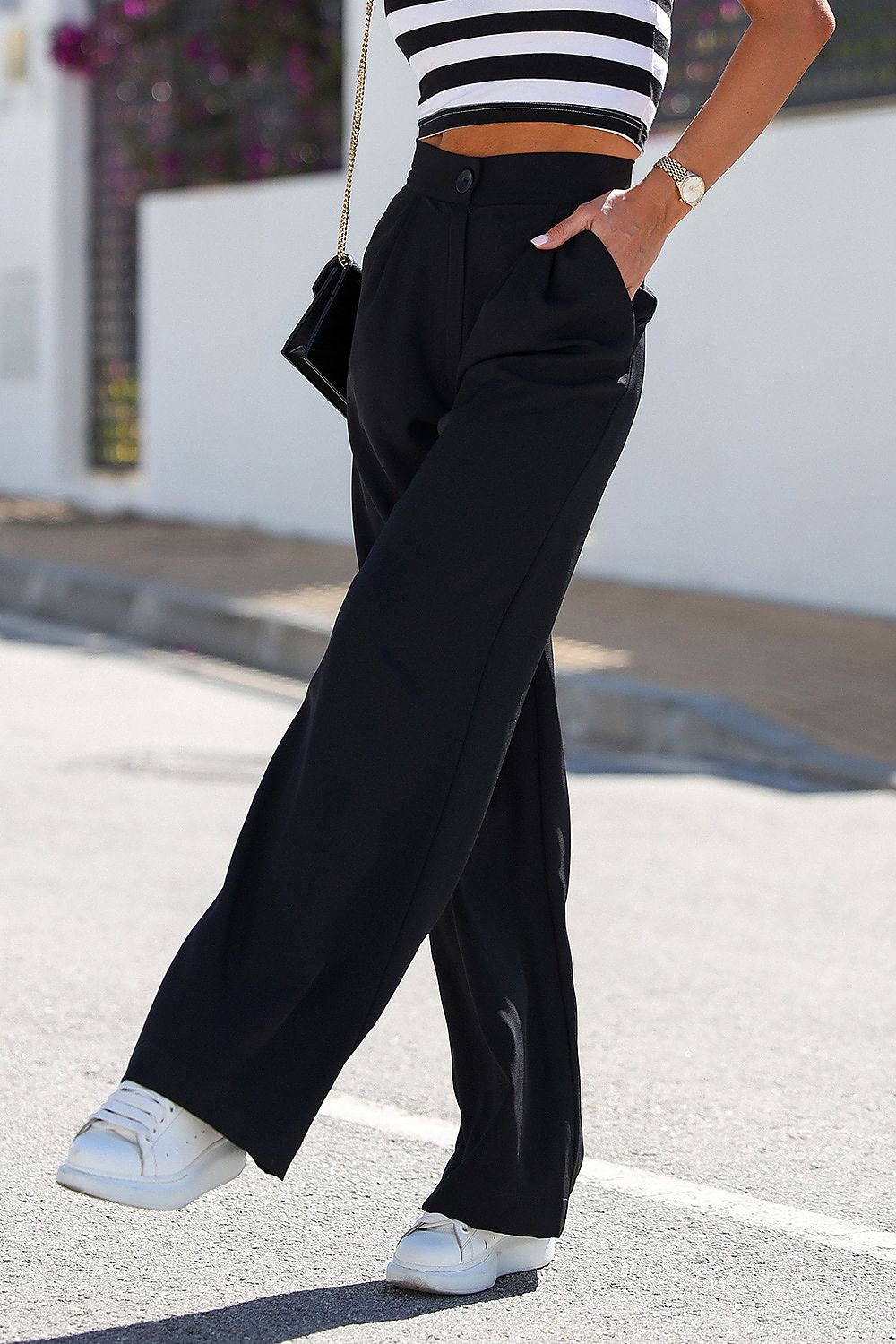 Elegante Palazzo-Hose | Hoher Bund | Seitlicher Schlitz