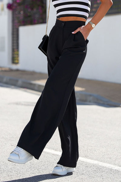 Elegante Palazzo-Hose | Hoher Bund | Seitlicher Schlitz