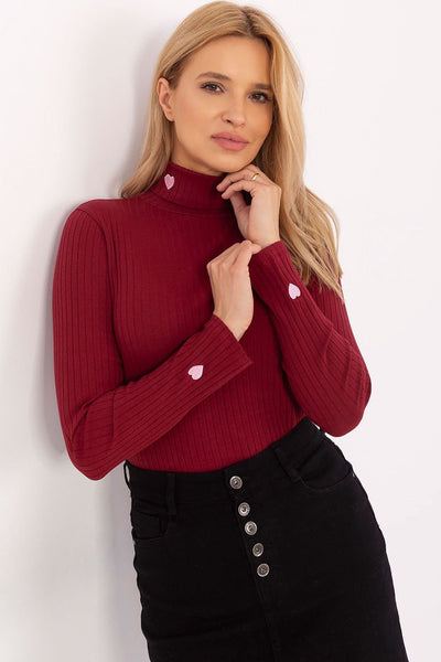 Gerippter Rollkragenpullover | Herz-Detail | Eleganter Look