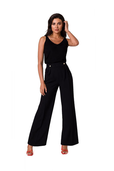 Elegante Palazzo-Hose | Hoher Bund | Zierknöpfe