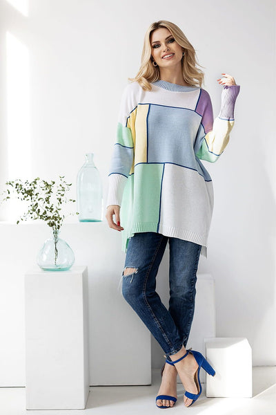 Oversized Strickpullover | Geometrisches Muster | Bequeme Passform