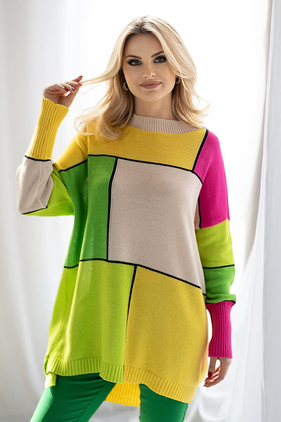 Oversized Strickpullover | Geometrisches Muster | Bequeme Passform