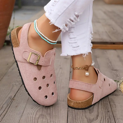 Jamboree | Retro Kork Clogs mit Geschlossener Spitze und Schnallenriemen