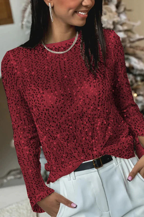 Dafne® | Langärmlige Shift-Bluse mit Pailletten von Keep It Shine