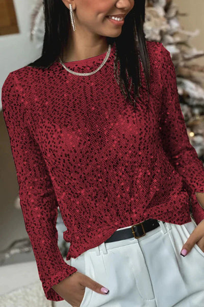 Dafne® | Langärmlige Shift-Bluse mit Pailletten von Keep It Shine