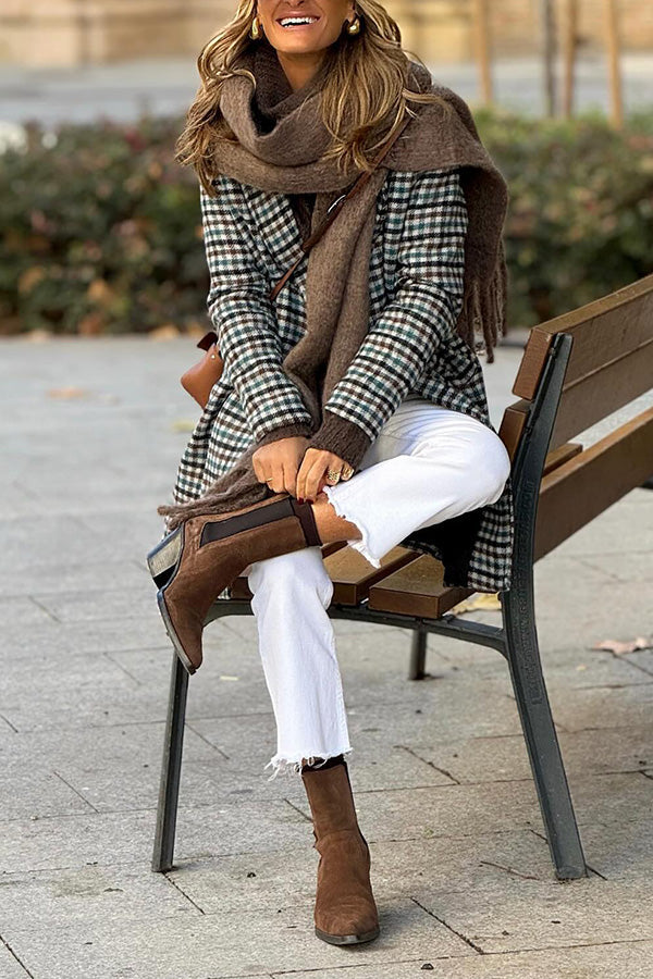 Harriet® | Karierter lockerer Ein-Knopf-Reversmantel für Herbst und Winter