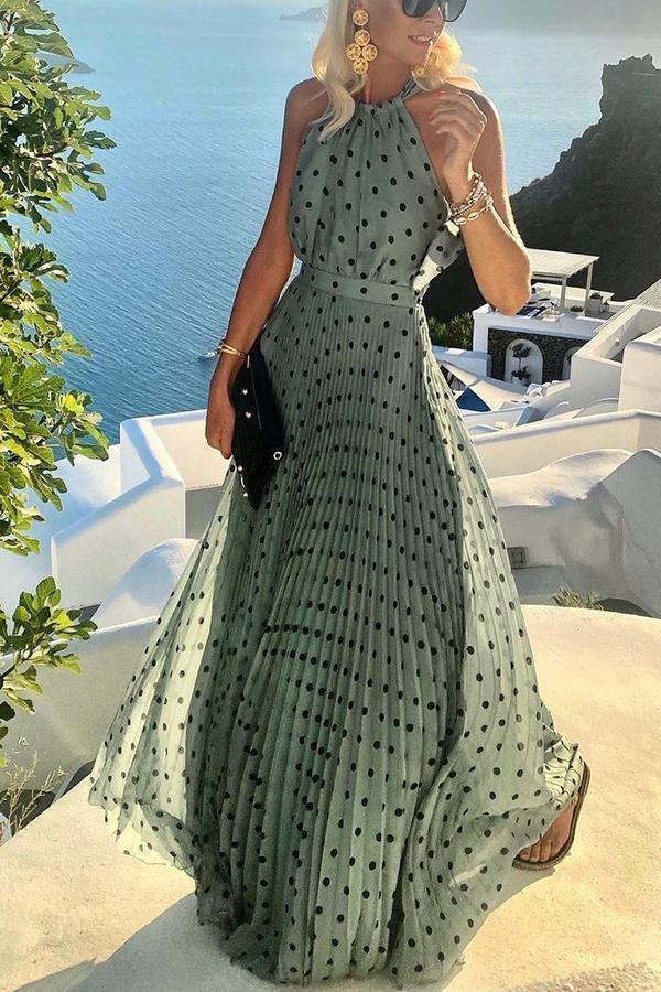 Sidonia® | Inhale Love Langes Kleid mit Polka-Dot-Print