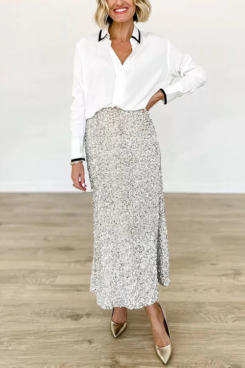 Athena® | Midi-Partyrock mit glänzenden Pailletten und hoher Taille