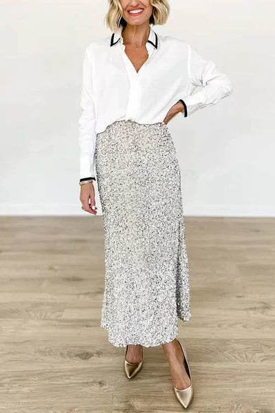 Athena® | Midi-Partyrock mit glänzenden Pailletten und hoher Taille