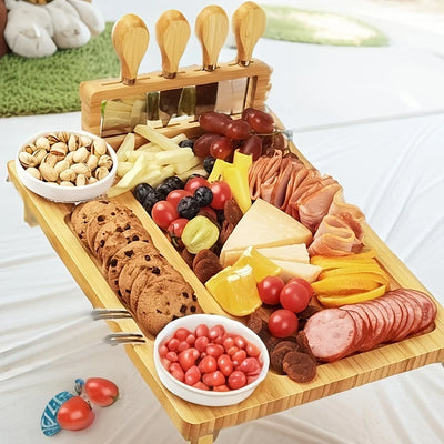 Holz-Käsebrett mit Messer und Gabel – Elegantes Servierbrett für Küche oder Esszimmer