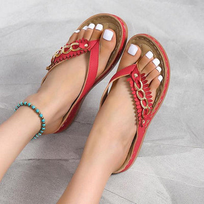 Sandstone | Keilsandalen mit Blumendekoration für Damen