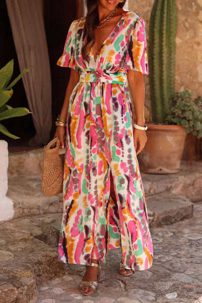 Virginia® | Maxikleid im Boho-Tie-Dye-Print mit V-Ausschnitt