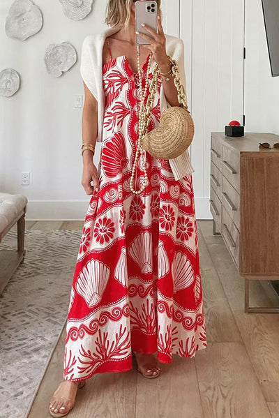 Strandkleid mit Spaghettiträgern | Muschel-Print | Maritimer Sommerstil