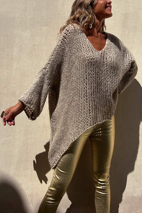 Roxanne® | Gestreifter Strickpullover mit lockeren Verzierungen