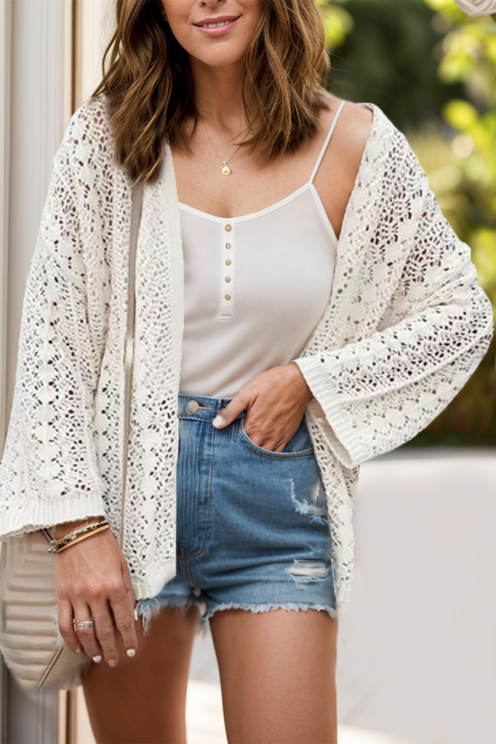 Gehäkelte Strickjacke | Offenes Design | Lässige Eleganz