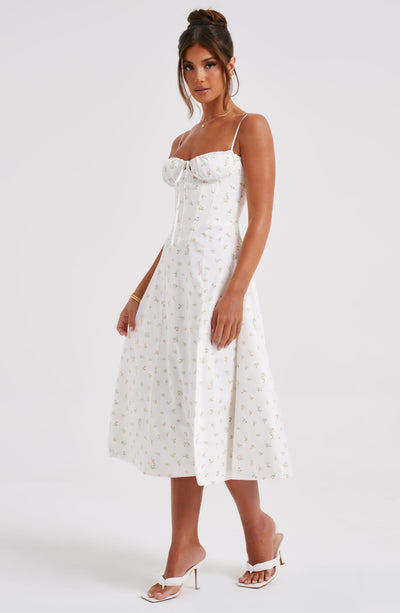 Deanna Midi Kleid - Blush mit Blumenmuster