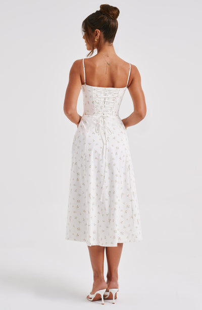 Deanna Midi Kleid - Blush mit Blumenmuster
