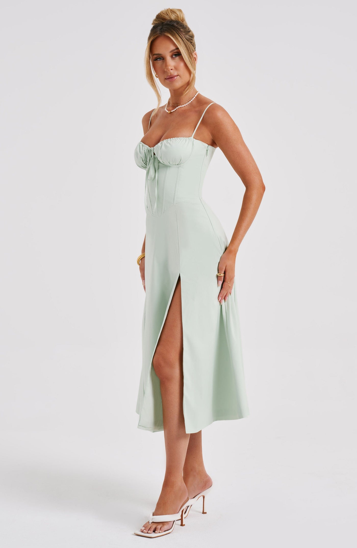 Salbei Deanna Midi Kleid