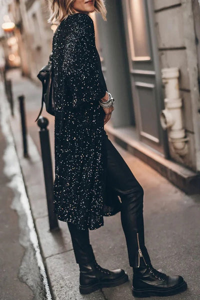 Heidi® | Disco Glamour Pailletten-Kimono mit Glockenärmeln
