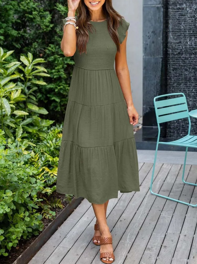 Damen Elegantes Rüschenkleid