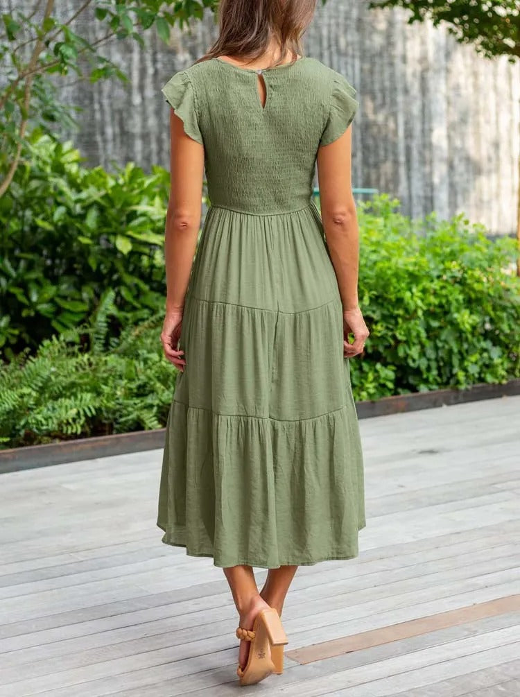 Damen Elegantes Rüschenkleid