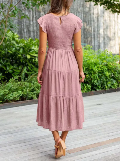 Damen Elegantes Rüschenkleid
