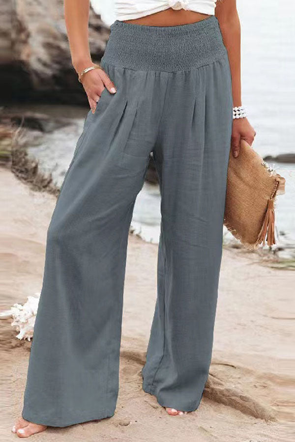 Audrey® | Gesmokte Hose aus Leinenmischung von Fresh Air mit Taschen