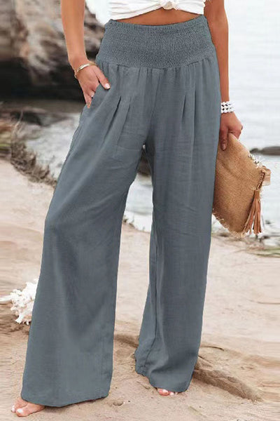 Audrey® | Gesmokte Hose aus Leinenmischung von Fresh Air mit Taschen