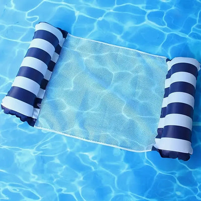 Gestreifte aufblasbare Wasserhängematte – Tragbare Poolliege zur Sommerentspannung