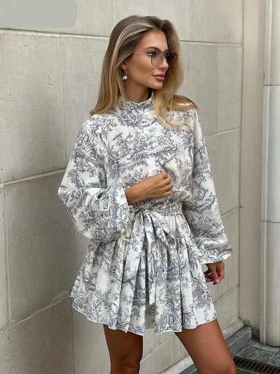 Mini-Kleid mit Bindegürtel | Ballonärmel | Verspielter Chic