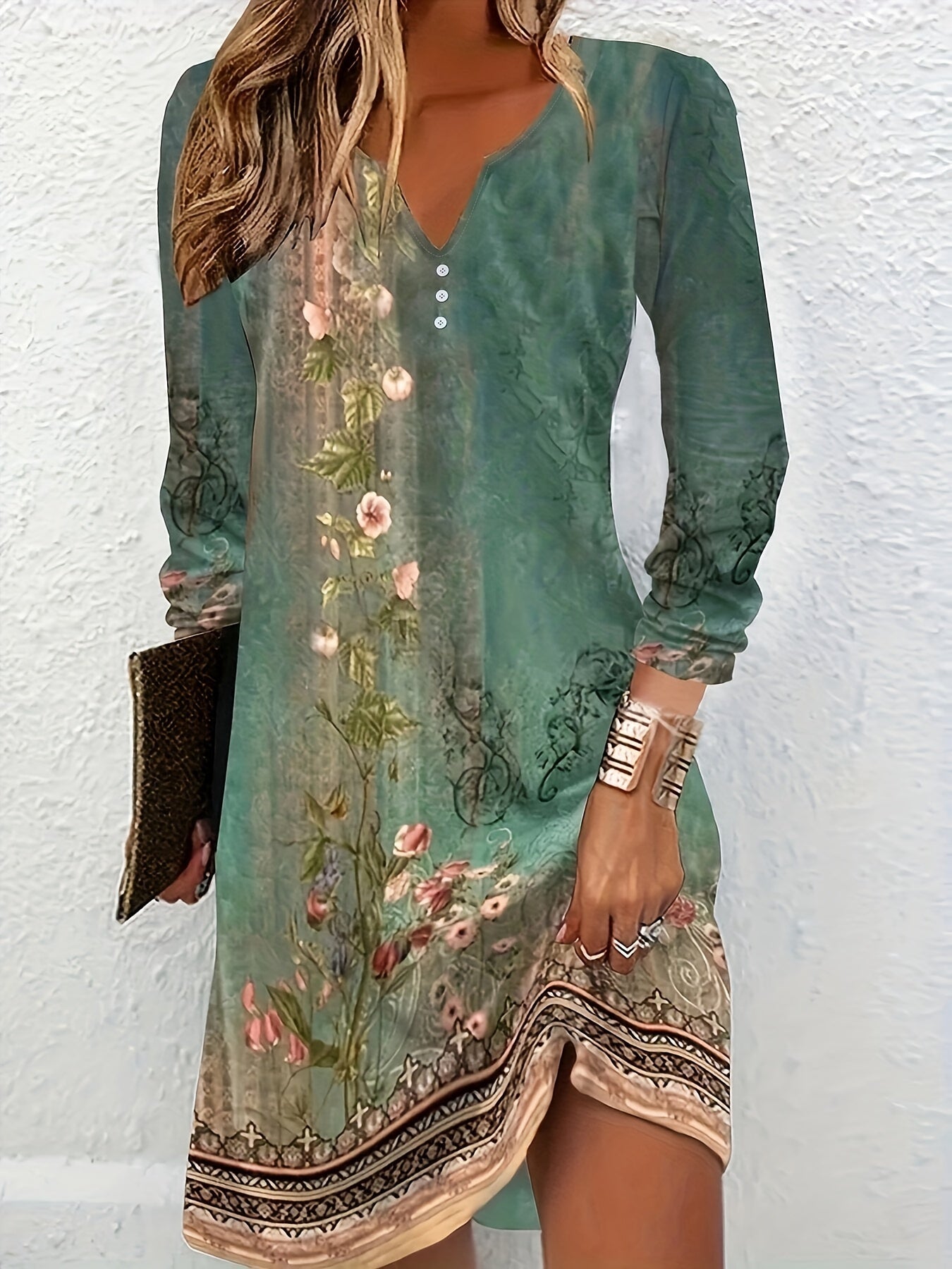 Yvonne® | Elegantes Kleid mit böhmischem Blumendruck