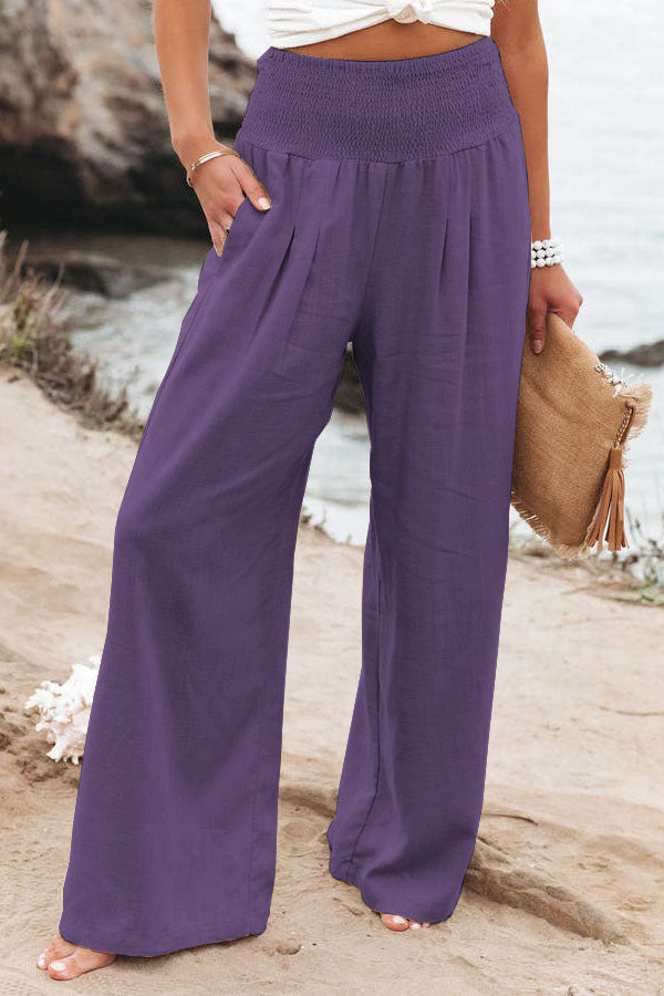Audrey® | Gesmokte Hose aus Leinenmischung von Fresh Air mit Taschen