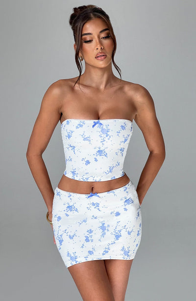 Esmeralda Bluse - Blaues Ditsy-Design