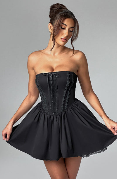Schwarzes Evie Mini-Kleid